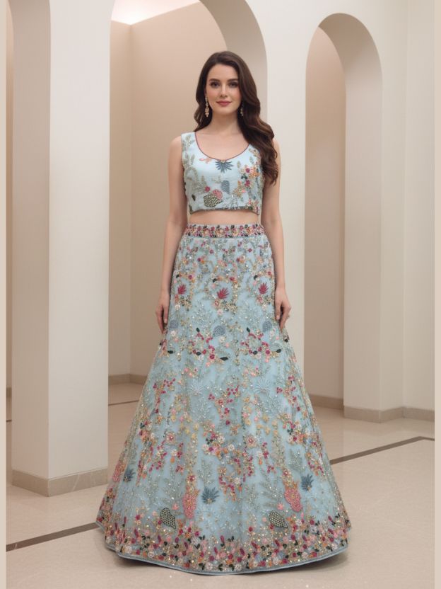 celeste Garden Bloom Designer Lehenga