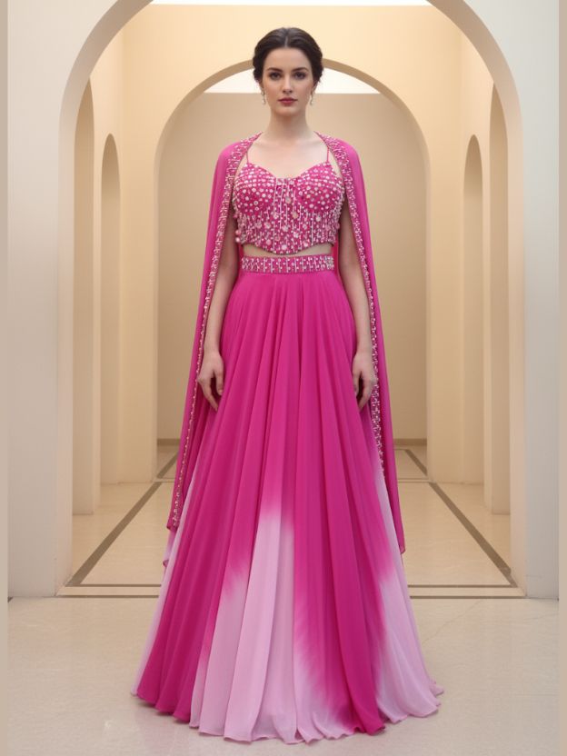 Pink embellished lehnga