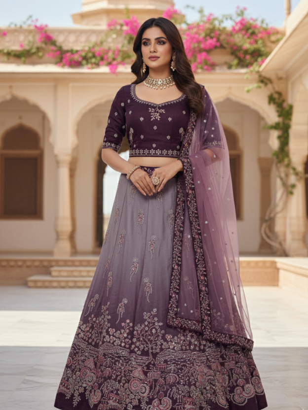 Elegant purple ombre lehenga choli