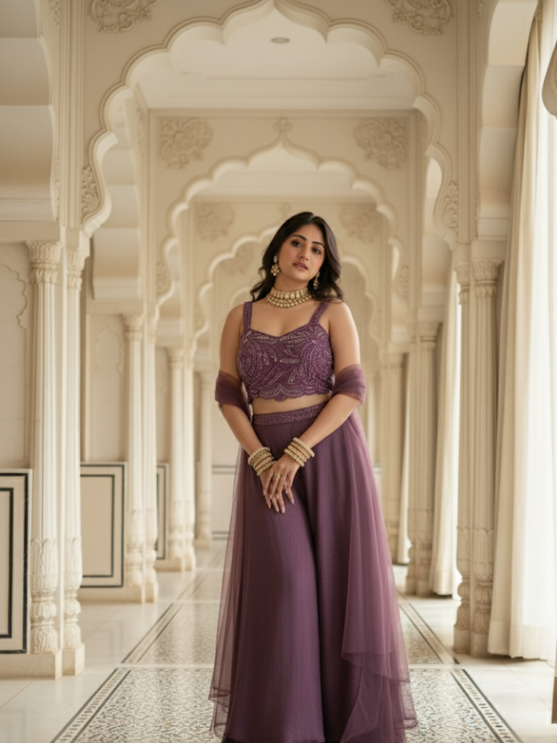 Embracing Heritage with grace purple crop top