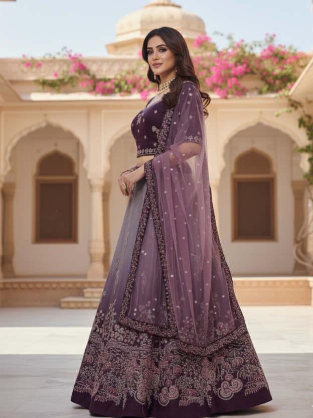 Elegant purple ombre lehenga choli