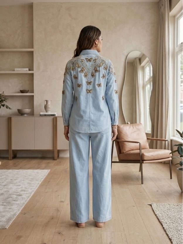 Celeste Embellished Denim Co-Ord Set