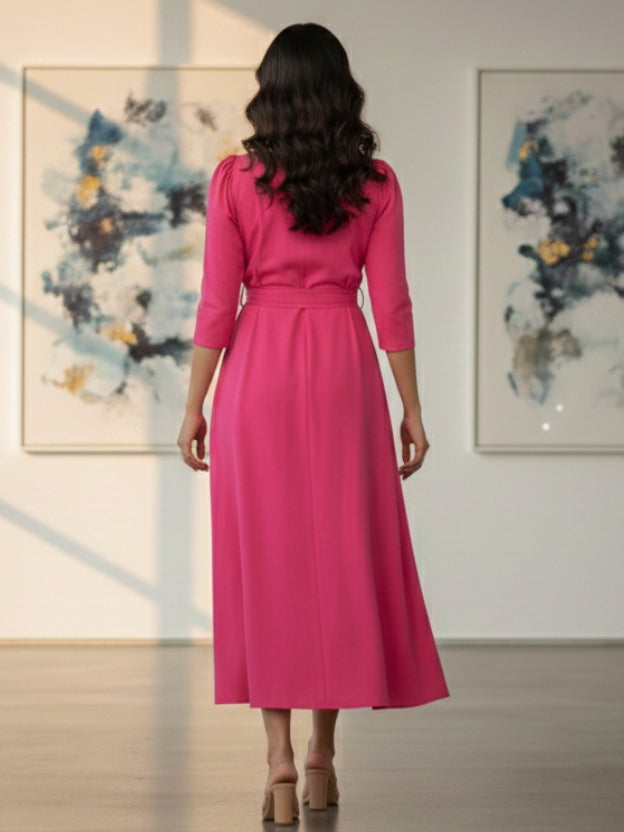 One-Shoulder Midi Dress with Waist