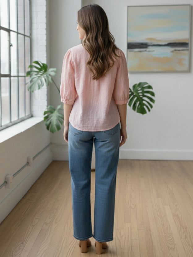 Elegant Embroidered Casual Shirt with Heart Detail