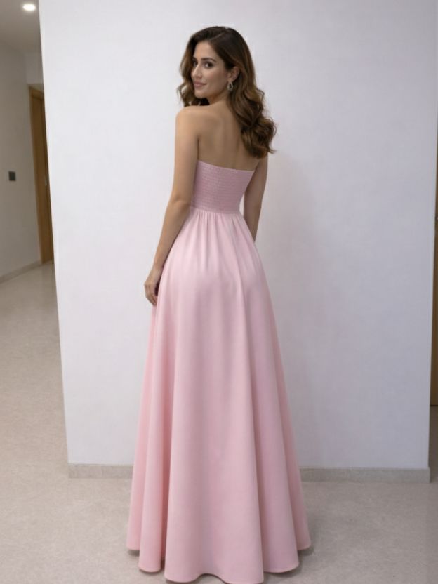 Elegant Strapless Embroidered Flow Dress