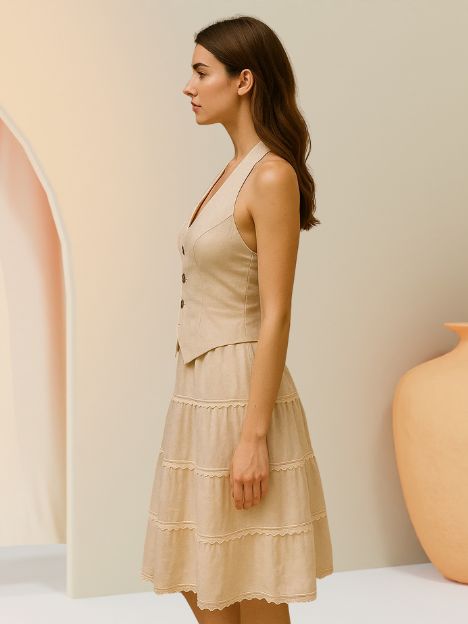 Keely Halter Neck Linen Dress