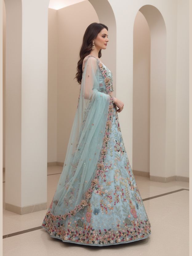 celeste Garden Bloom Designer Lehenga