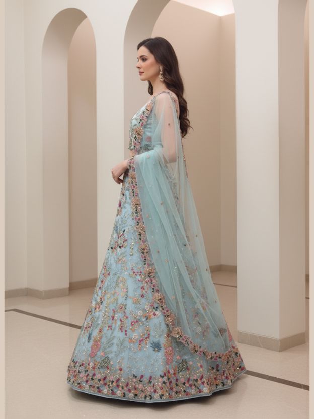 celeste Garden Bloom Designer Lehenga
