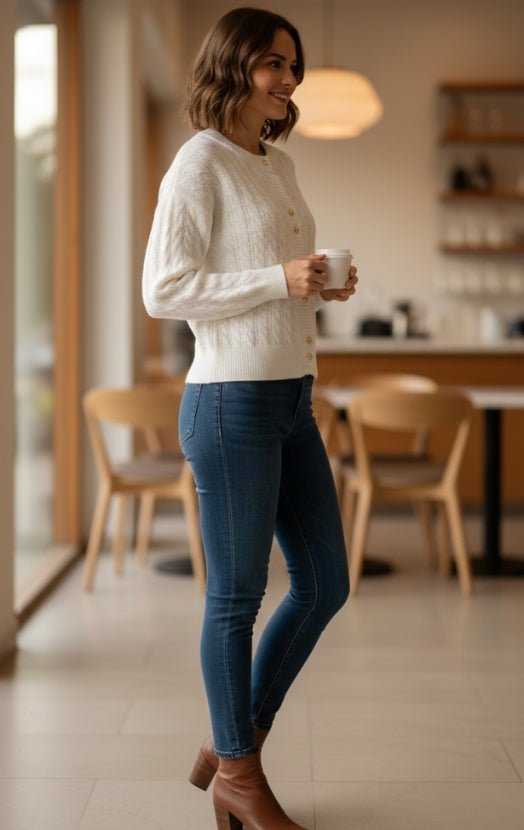 Women’s Classic Cable Knit Sweater Cardigan – Warm Casual Chic Top