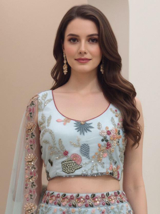 celeste Garden Bloom Designer Lehenga
