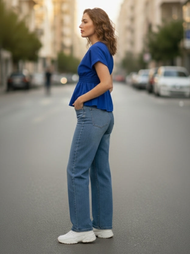 Fuchsia Peplum Shirt Top for Women