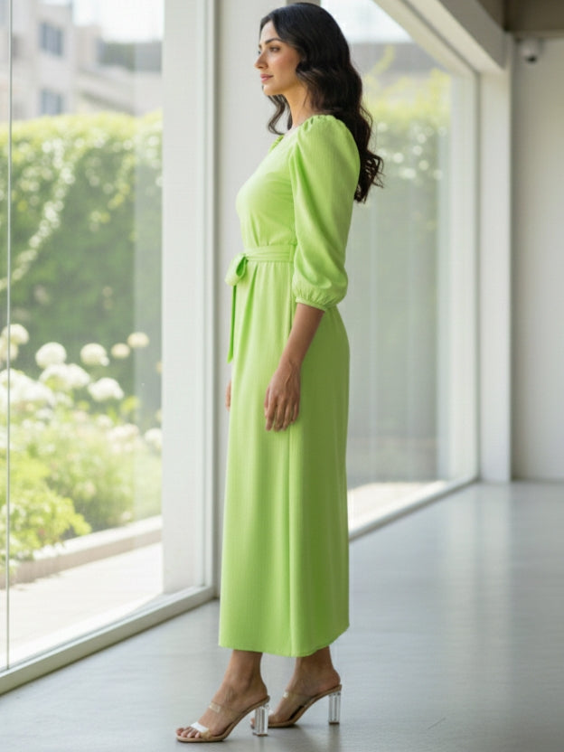 One-Shoulder Midi Dress with Waist