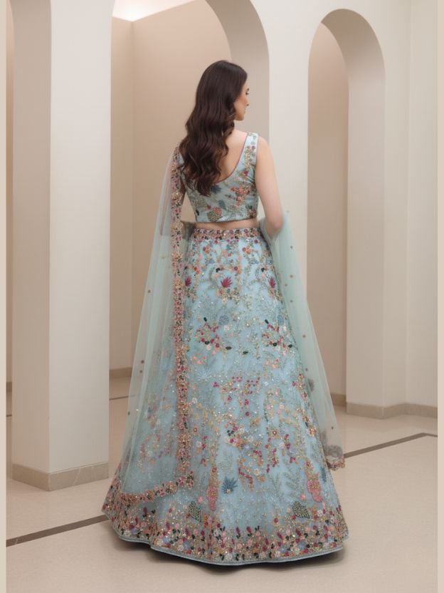 celeste Garden Bloom Designer Lehenga