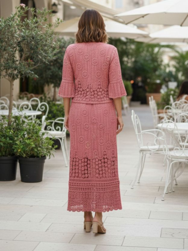 Elegant Textured Co-Ord Set with Feminine Silhouette