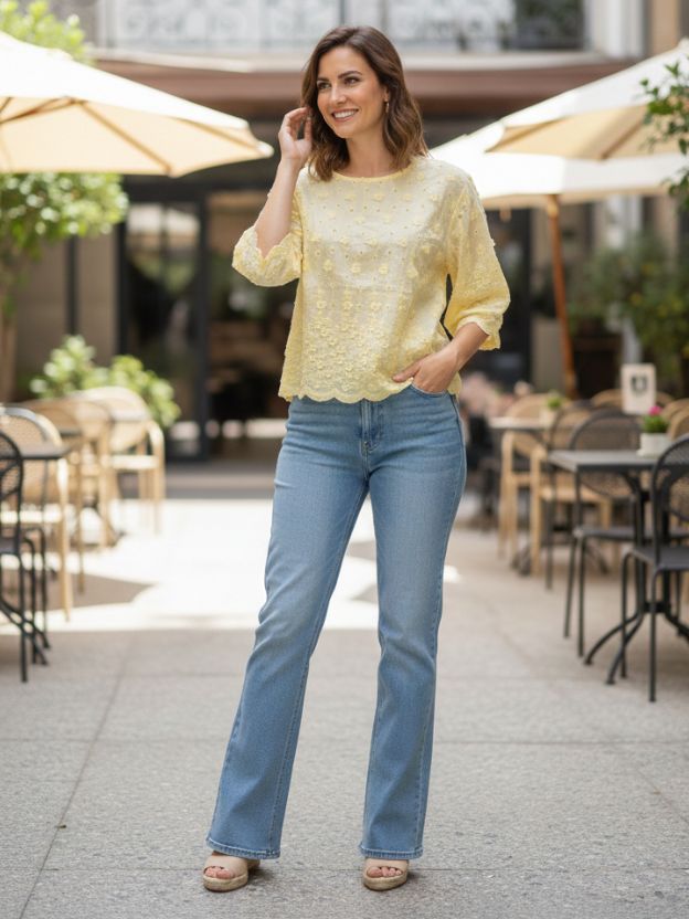 Elegant Textured Scallop Hem Top
