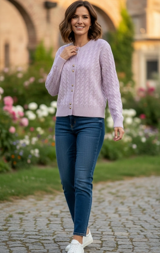 Women’s Classic Cable Knit Sweater Cardigan – Warm Casual Chic Top