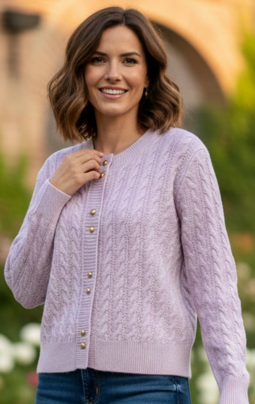 Women’s Classic Cable Knit Sweater Cardigan – Warm Casual Chic Top