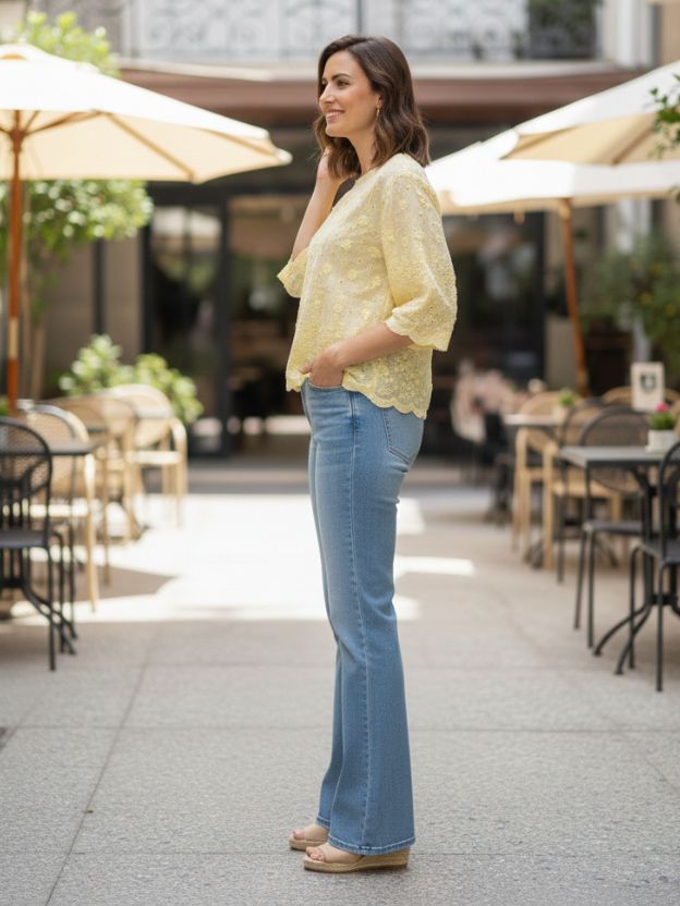 Elegant Textured Scallop Hem Top