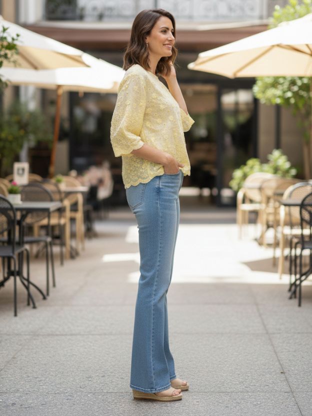 Elegant Textured Scallop Hem Top
