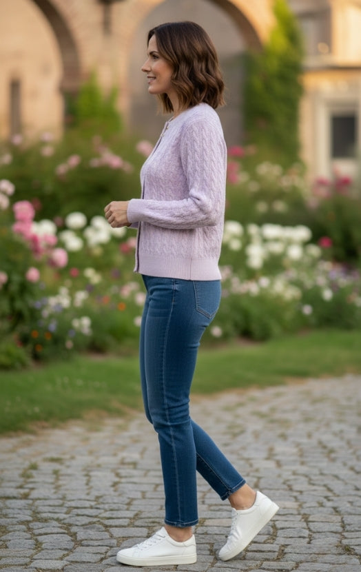 Women’s Classic Cable Knit Sweater Cardigan – Warm Casual Chic Top