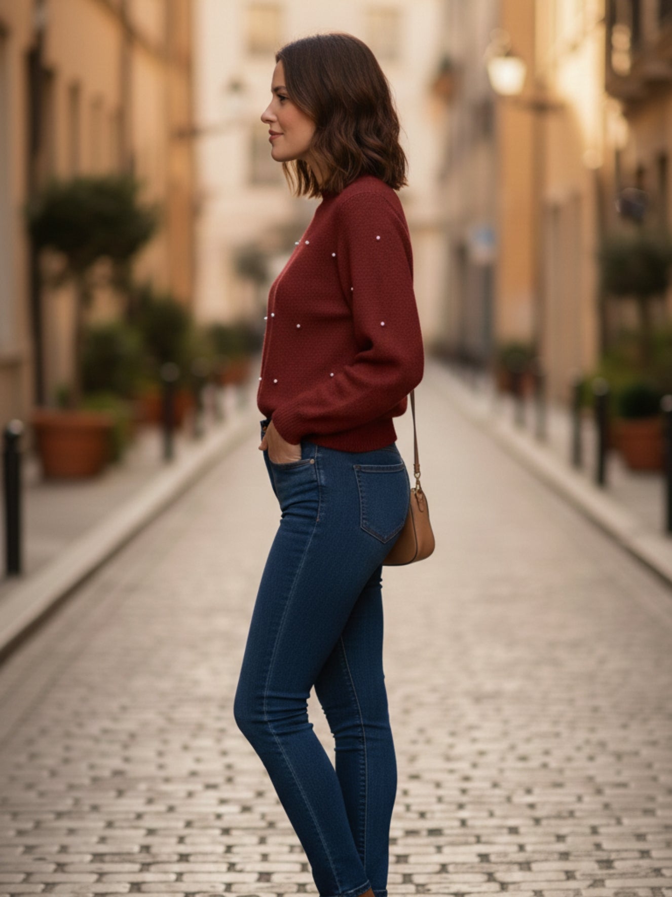 Classic Cream Knit High-Neck Top for Women | Office & Casual Wear