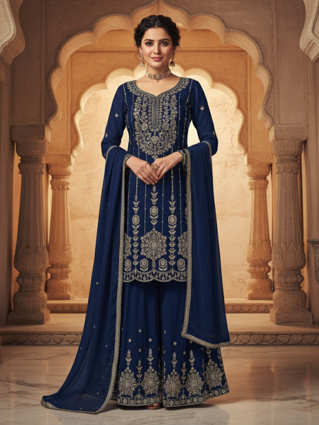 Grace Blue Sharara set