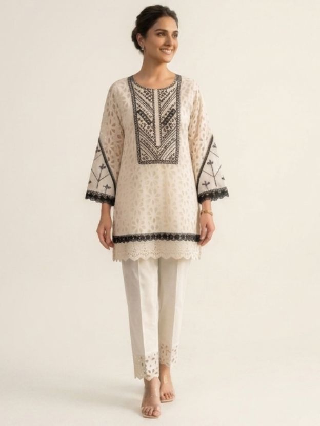 Elegant Embroidered Lace Co-Ord Set