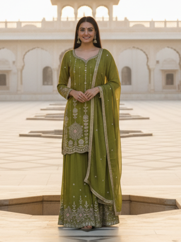 Grace green Sharara set Marc louis