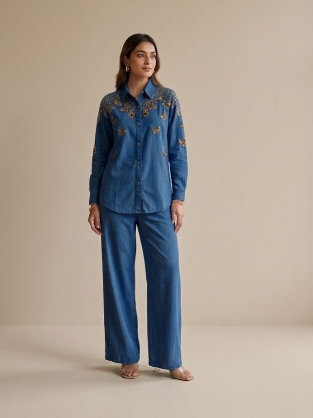Celeste Embellished Denim Co-Ord Set