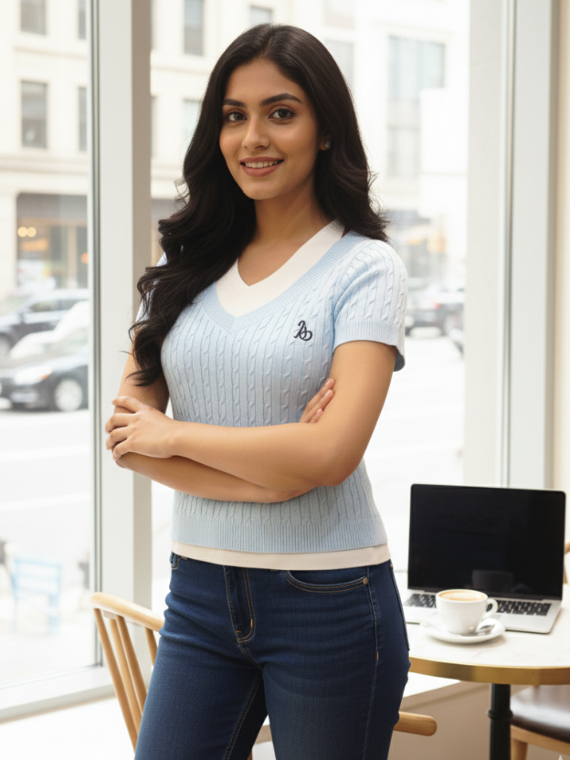 Classic Knit V-Neck Top