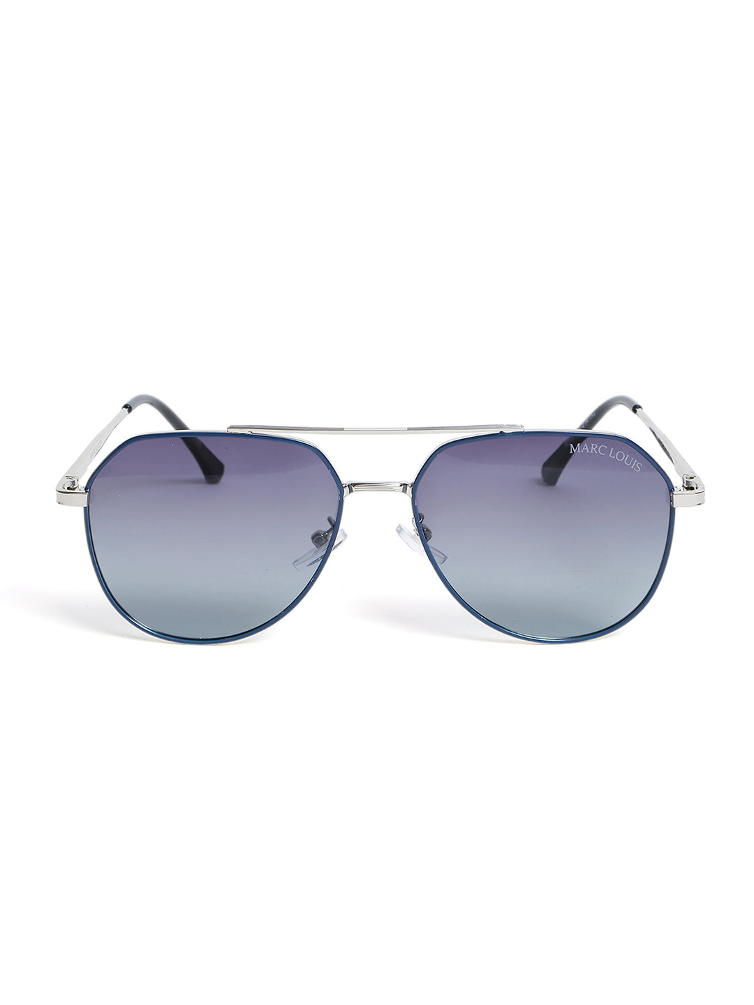 Unisex Polarised & UV Protected Aviator Sunglass MARC LOUIS 9163 SILVER BLUE SG