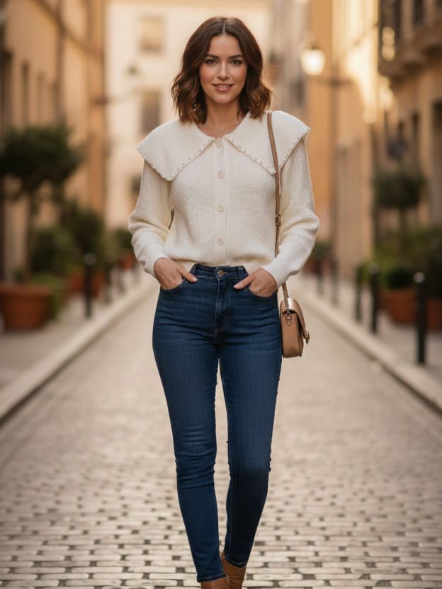Women’s Vintage Style Knit Sweater Top – Elegant Everyday Wear