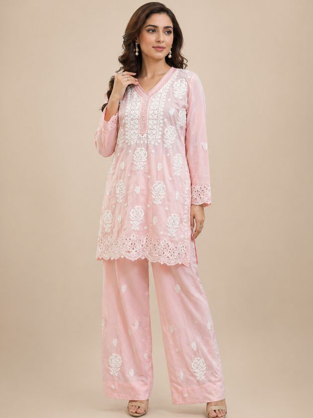 Elegant Embroidered Straight Fit Co-Ord Set