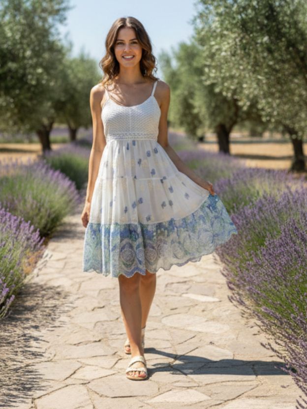 White Skater dress with Flared Hem