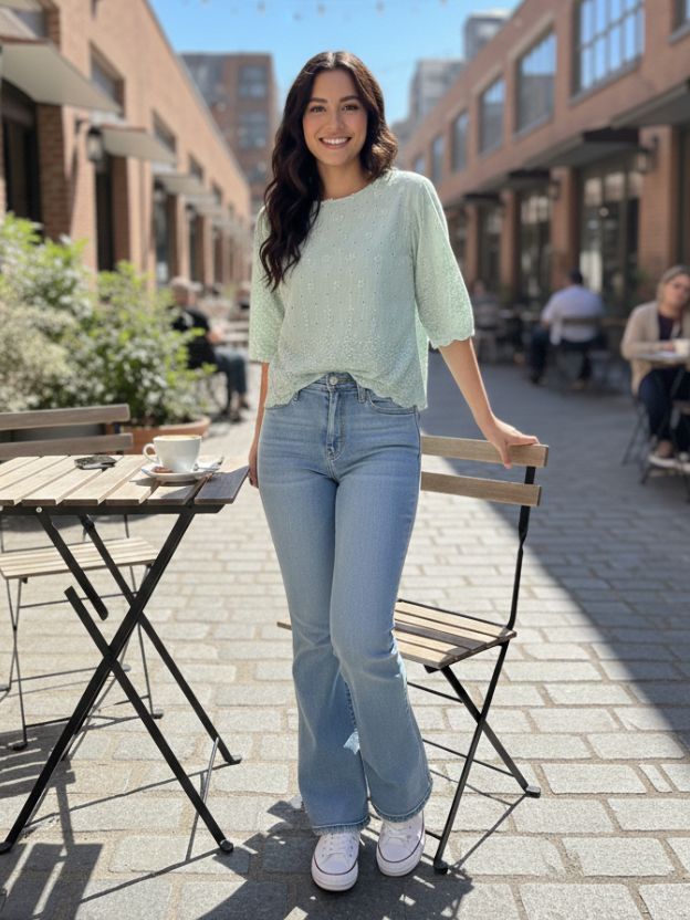 Elegant Textured Scallop Hem Top