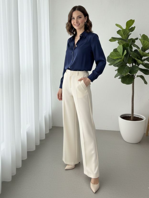 Satin Navy Blue Shirt