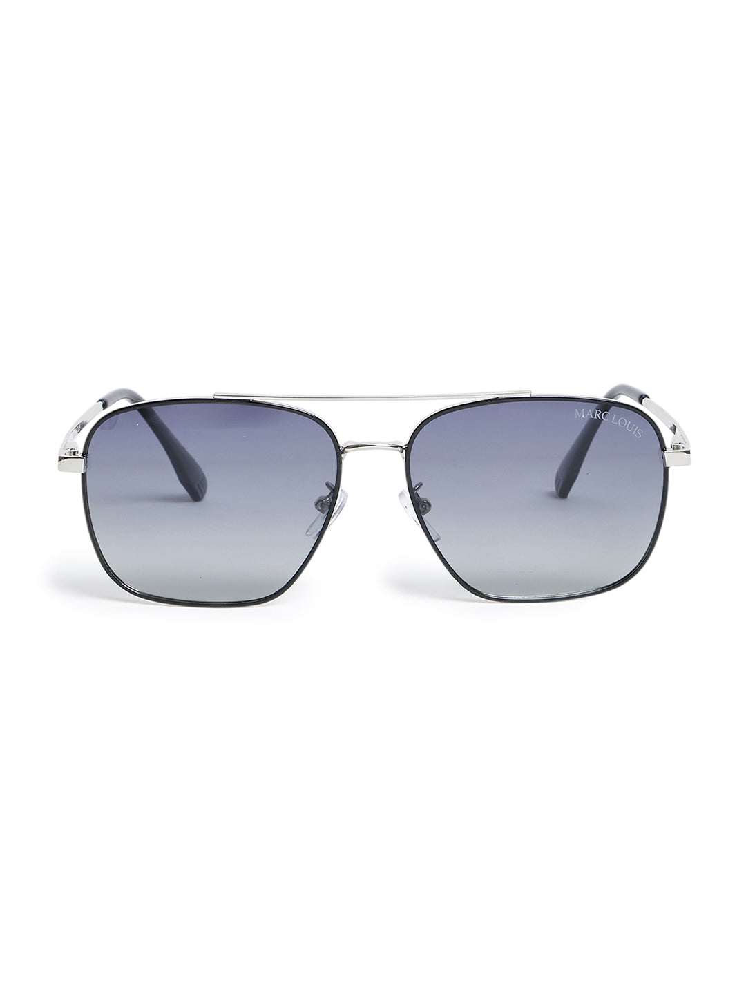 Unisex Polarised & UV Protected Square Sunglass MARC LOUIS 9301 SILVER BLACK SG
