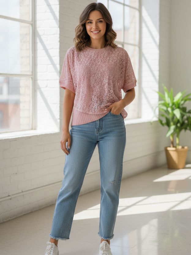 Elegant Textured Casual Top with Relaxed Fit
