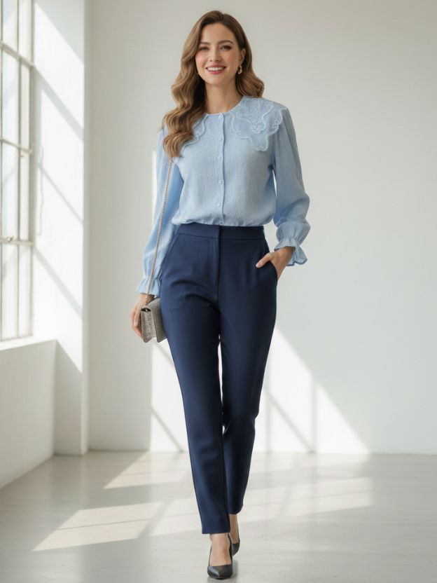 Elegant Embroidered Detail Classic Shirt