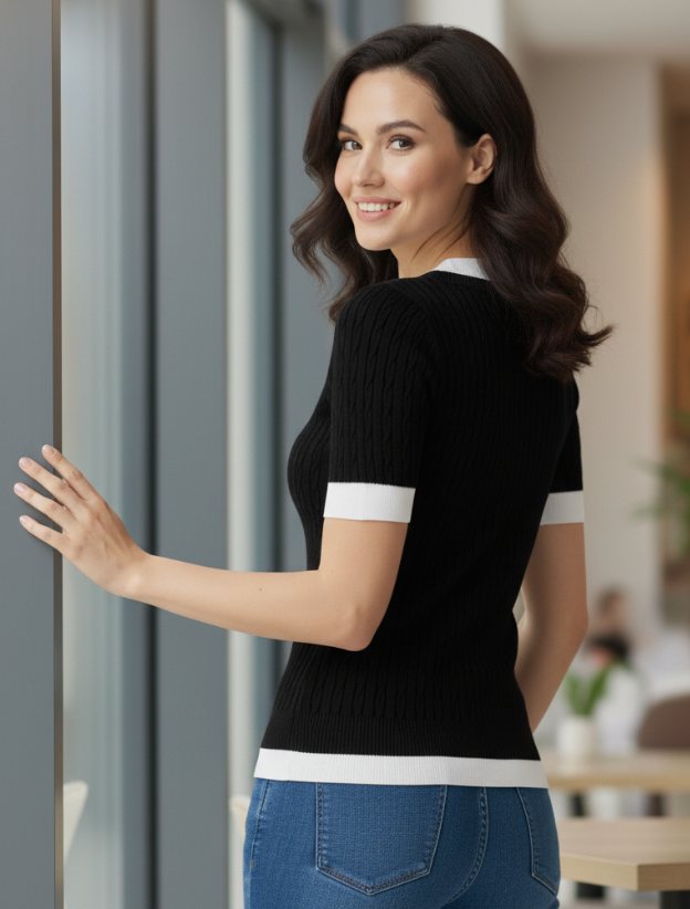 Classic Knit V-Neck Top