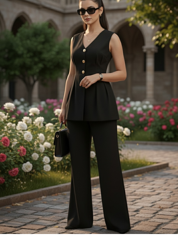 Black Aura co-ord with gold detailing