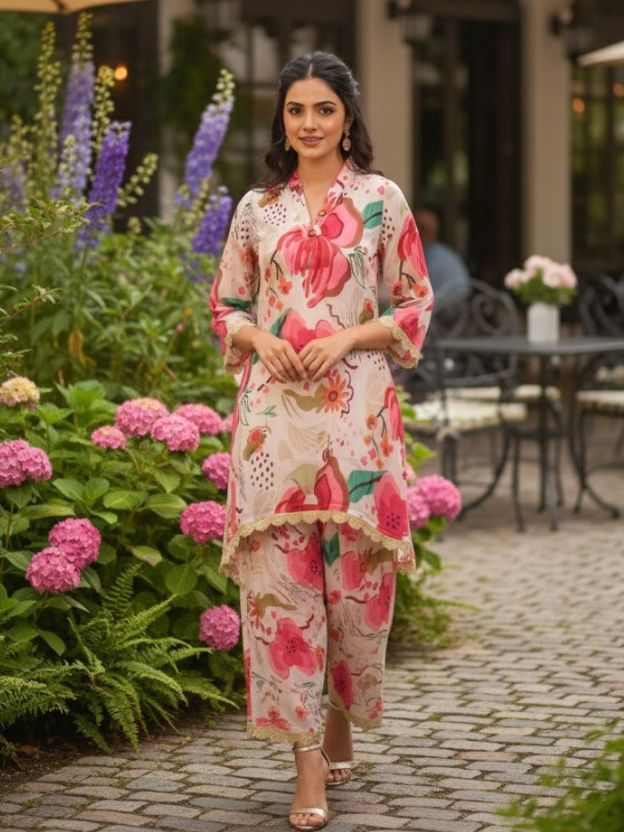 Ivory Base Floral Printed Co-ord Set