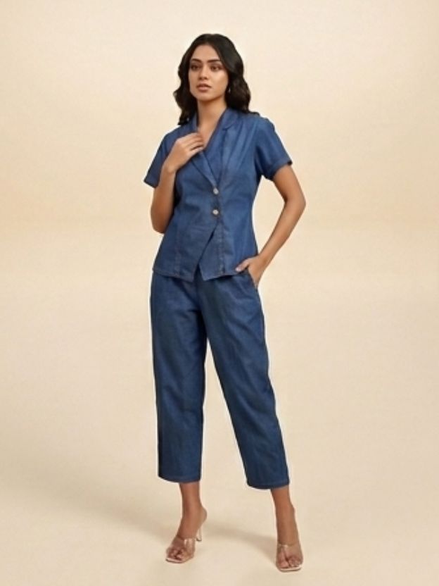 Elegant blue denim Co-ord set