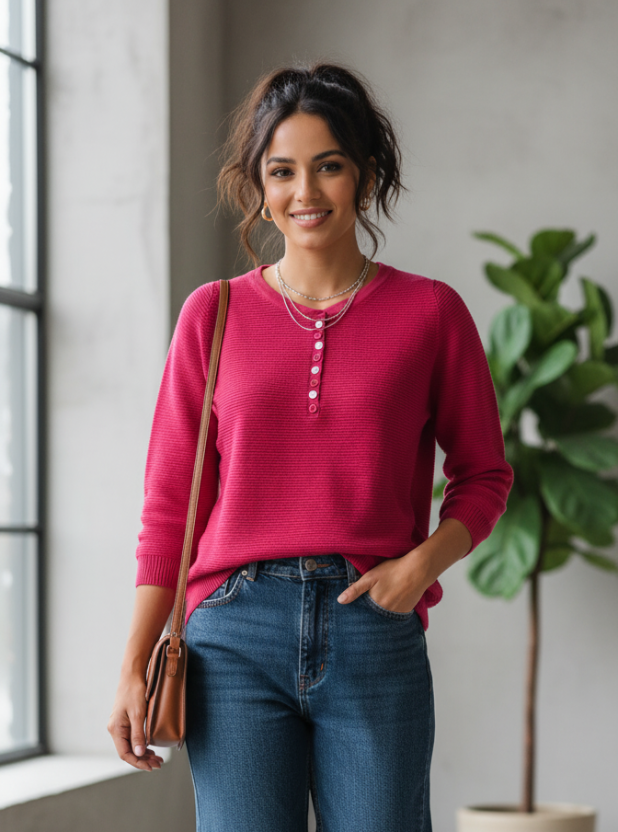 The Rib-Knit Henley Top