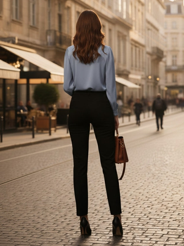 Elegant Tie-Neck Pearl Satin top