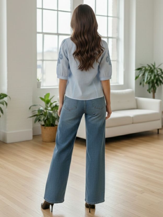 Elegant Embroidered Casual Shirt with Heart Detail