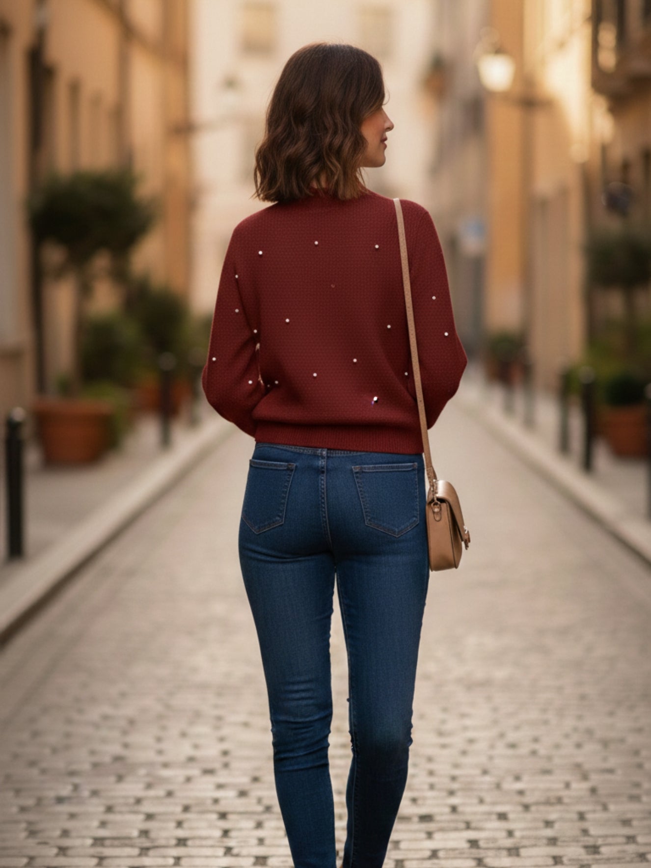 Classic Cream Knit High-Neck Top for Women | Office & Casual Wear