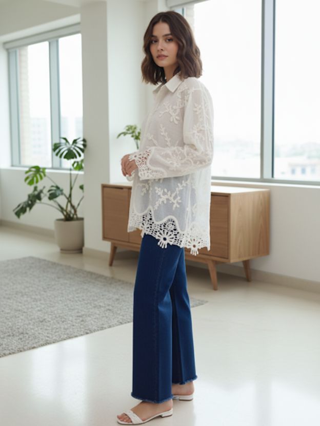 Women's White Broderie Anglaise
