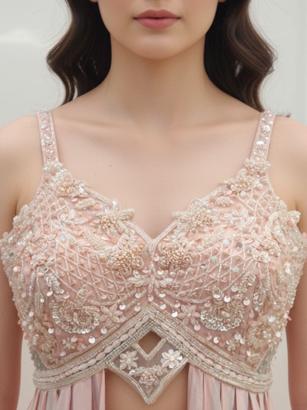 Blush Grace Embellished Gown Set with Dupatta