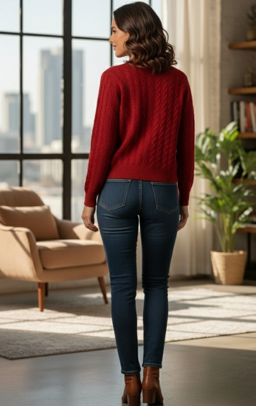 Women’s Classic Cable Knit Sweater Cardigan – Warm Casual Chic Top